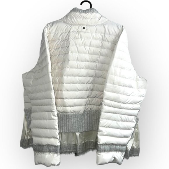 BRAND NEW Sosken Designer White Down Puffer Longline Fur Trim Jacket Coat XL XXL - Picture 8 of 14